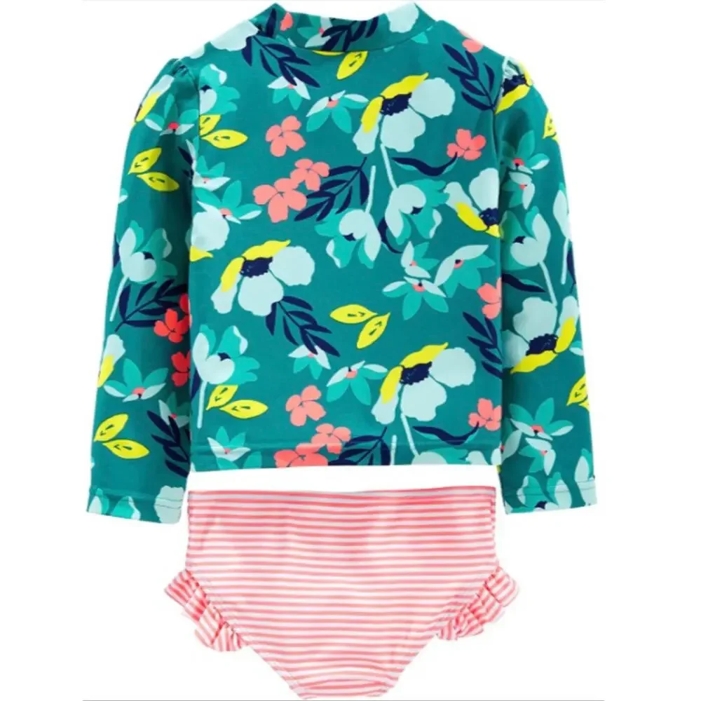 Carter’s Simple Joys Floral Long Sleeve 2pc Swimsuit (Size 3-6M)